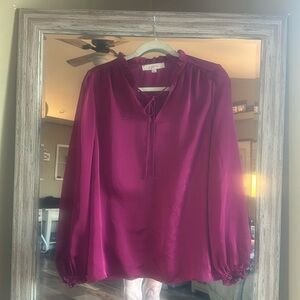 Loft Large Raspberry Satin blouse.